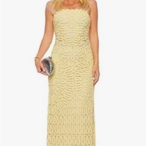 Jonathan Simkhai Elise Crochet Yellow Strapless Dress size 4